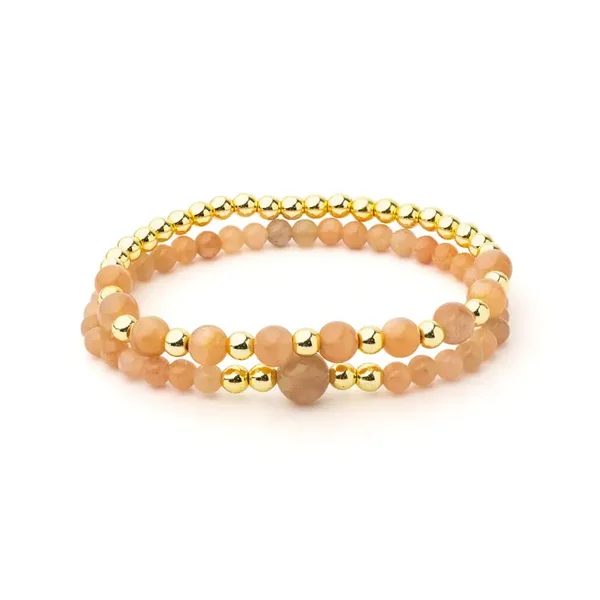 Armbandset met edelstenen "Zonnesteen & Hematiet"