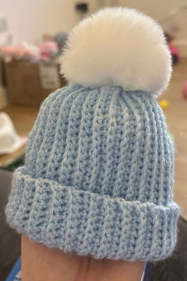 Blue bobble hat