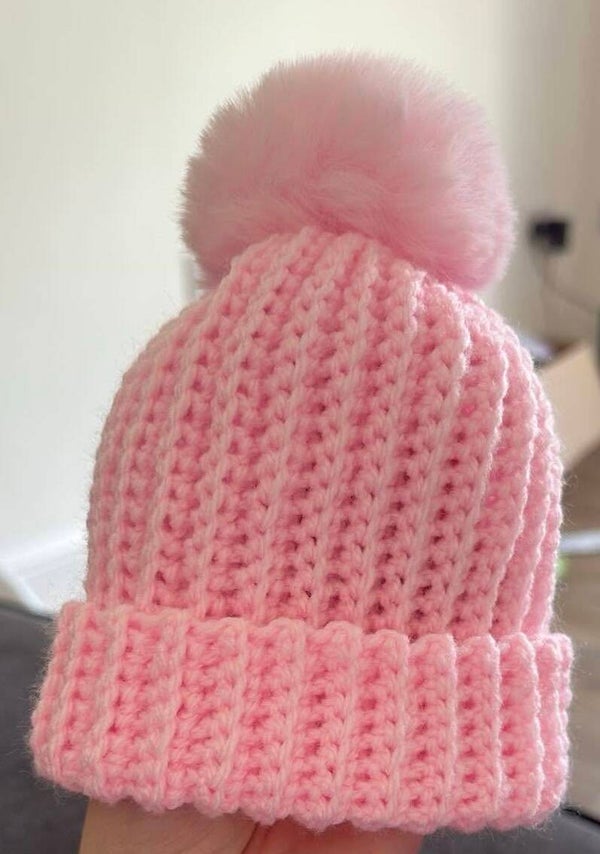 Pink bobble hat