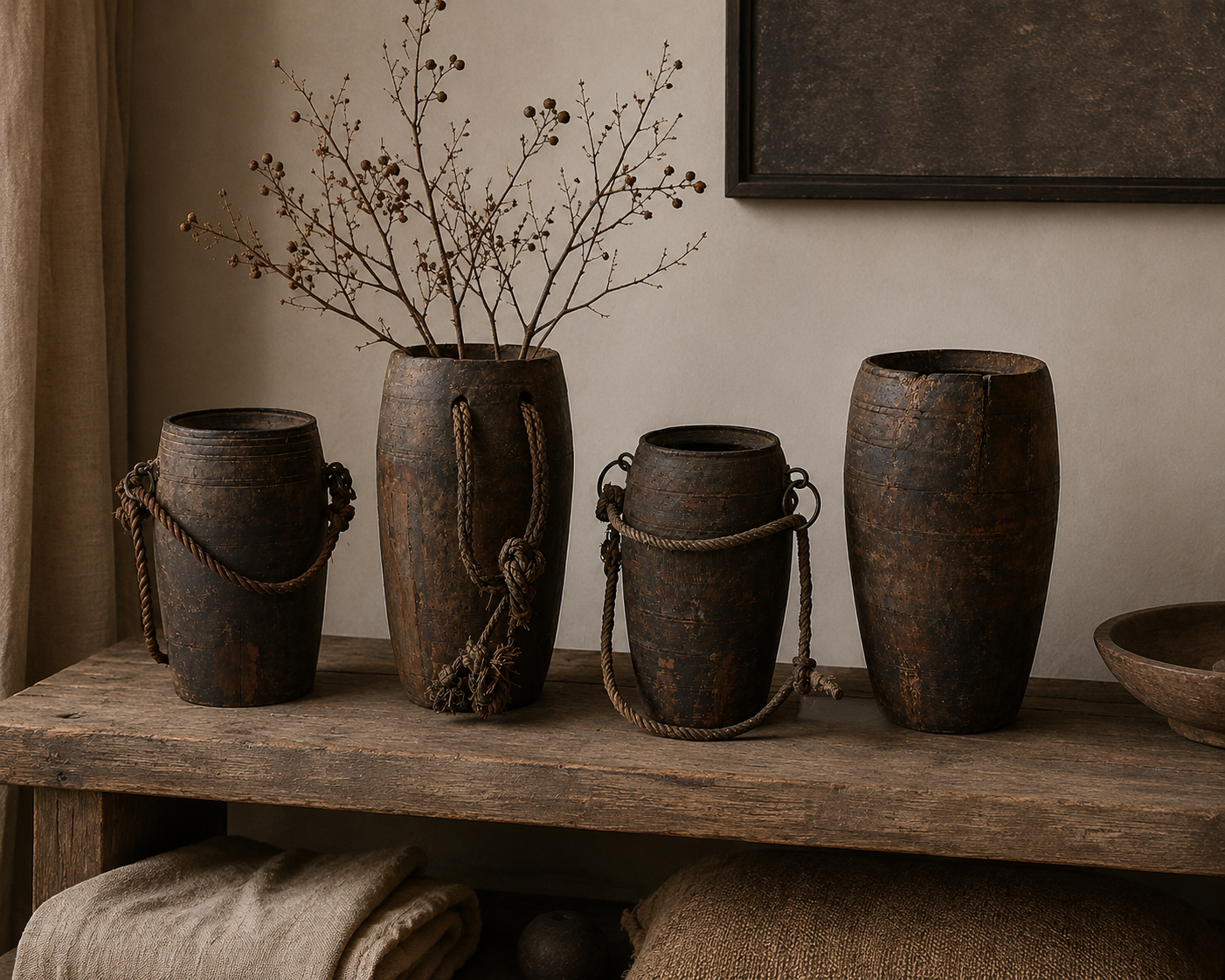 Nepalese Vaas – Authentieke Houten Pot