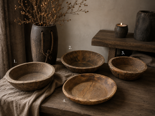 Oude Houten Schaal XL – Rond – Authentieke Vintage Houten Schaal