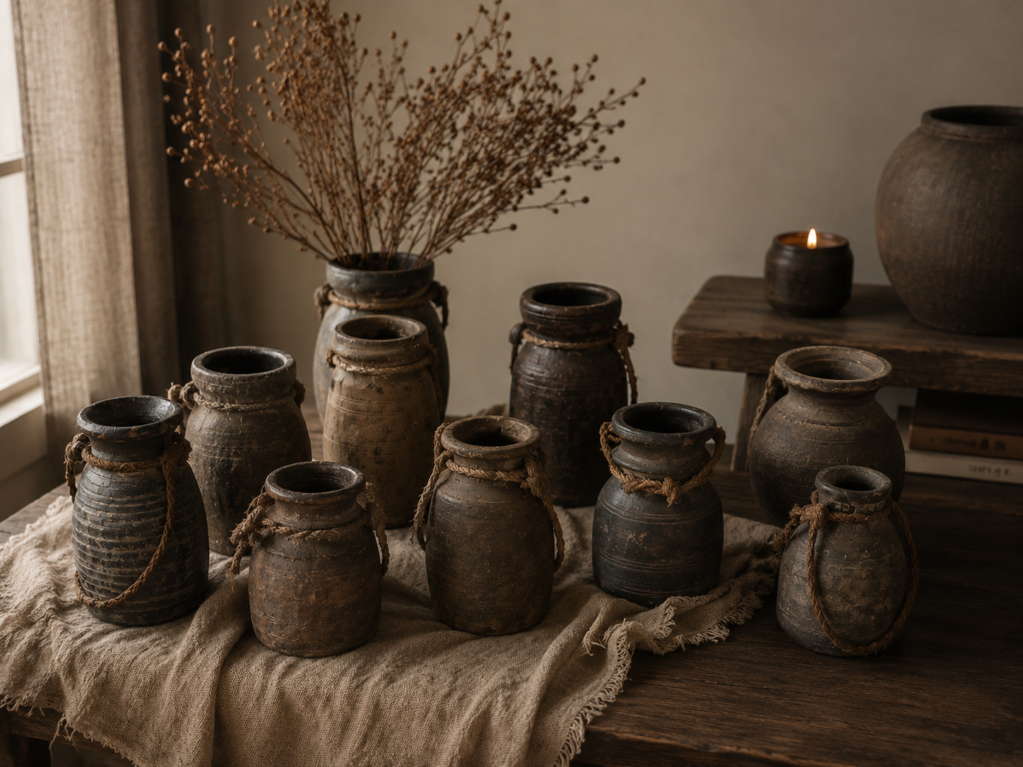 Nepalese kruik S – Authentieke Houten Kruik – Uniek Woonaccessoire