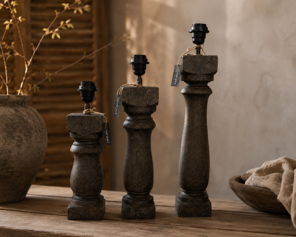 Balusterlamp Dark Grey – Houten Lampenvoet