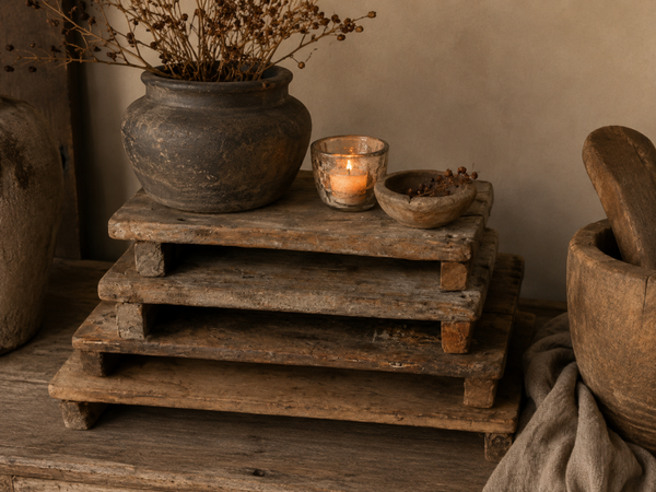 Grote Authentieke Houten Bajot – Oud Houten Decoratieplateau – Handgemaakt – Unieke Woondecoratie
