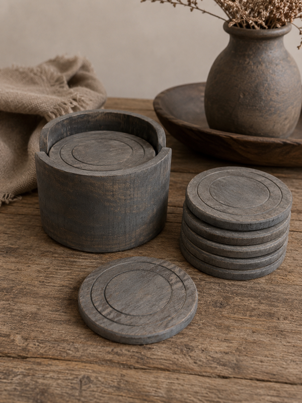 Houten Onderzetters Grijs – Set van 6