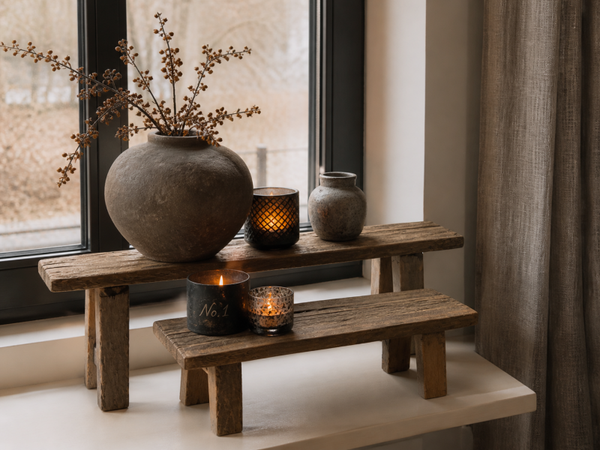 Houten Vensterbank Krukje – Gerecycled Hout – Stoer & Landelijk Woonaccessoire