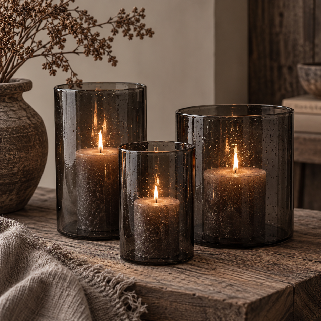 Windlicht Bubbelglas Zwart