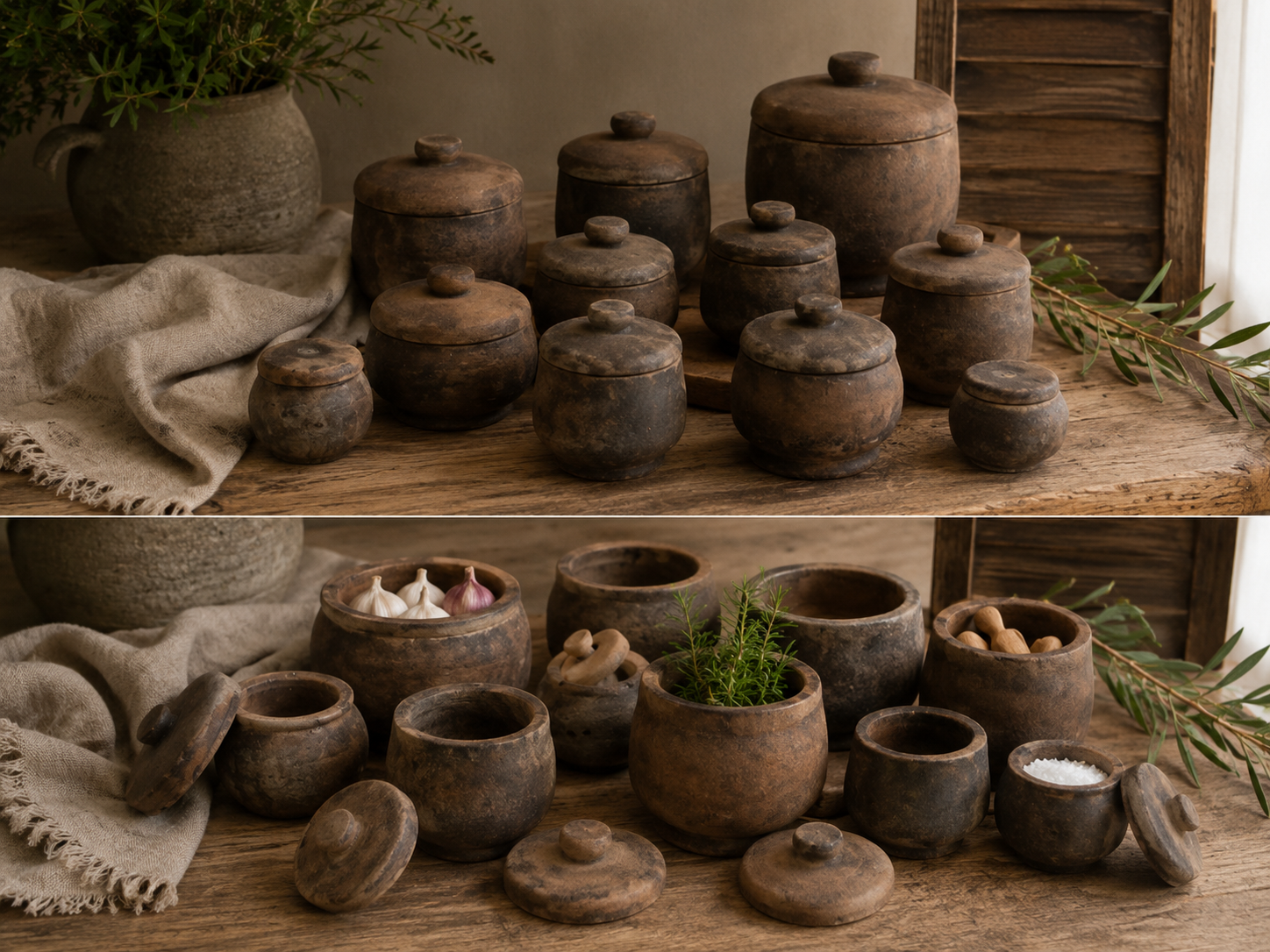 Houten Vijzel Potje 8-11 cm – Met of zonder deksel – Uniek Decoratief Vijzelpotje
