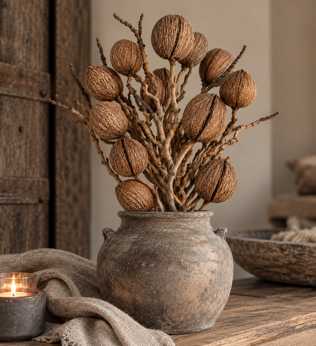 Decoratieve Coco Finger tak naturel – 70 cm