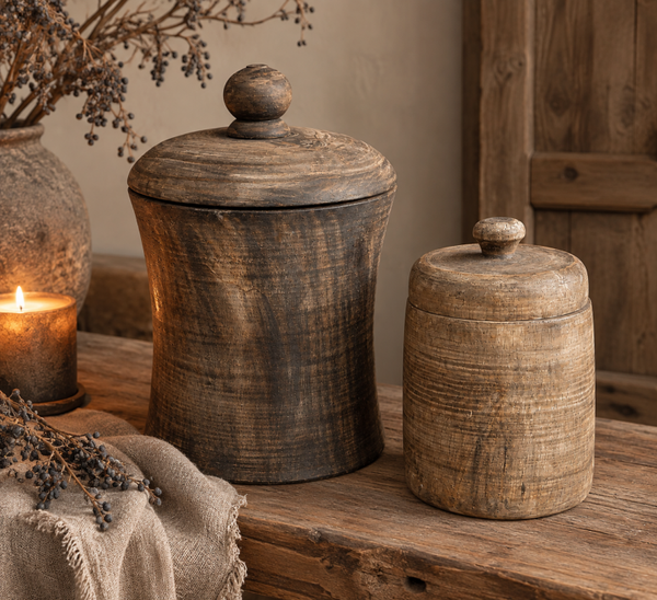 Houten pot met deksel – verkrijgbaar in 2 maten