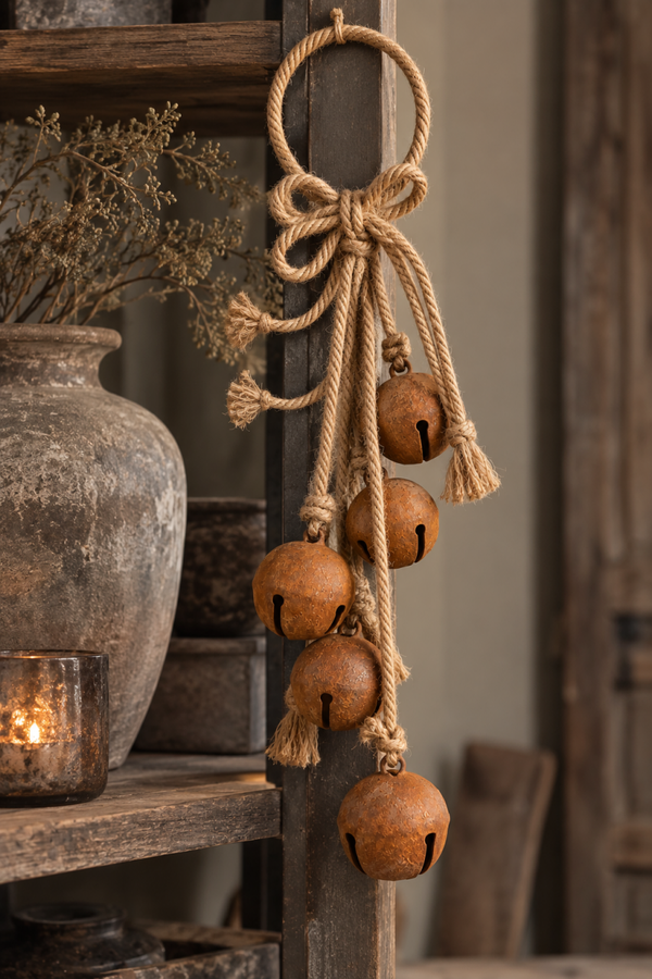 Decoratieve bellen aan cirkel – Roestbruin – 60 cm