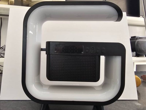 CASSA SPEAKER BT WIFI FORMA G RICARICA SMARTPHONE OROLOGIO SVEGLIA LUCI LED COLORE NERO