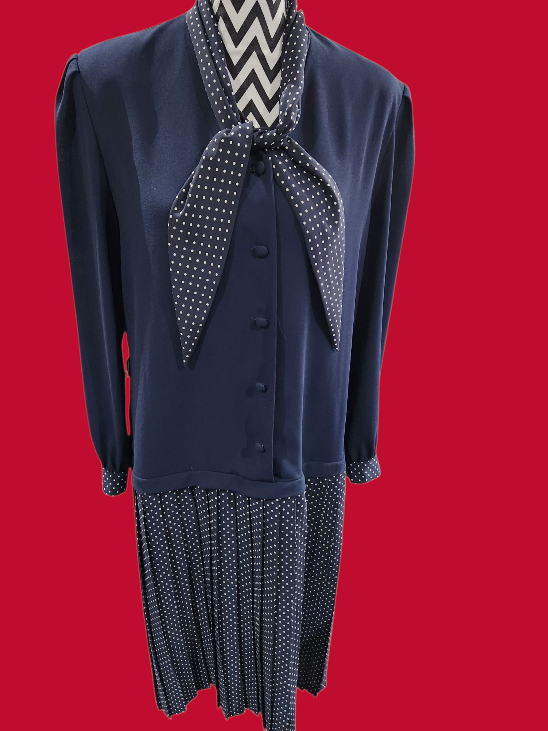 80's Retro polka dots drop waist dress