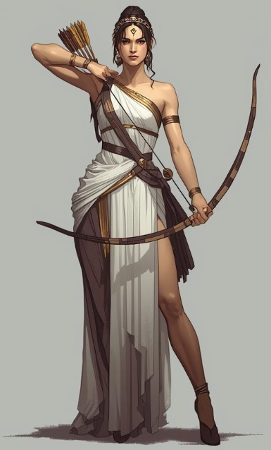 Artemis goddess of the hunt with bow and arrow representing the spleen center in True Sidereal Human Design