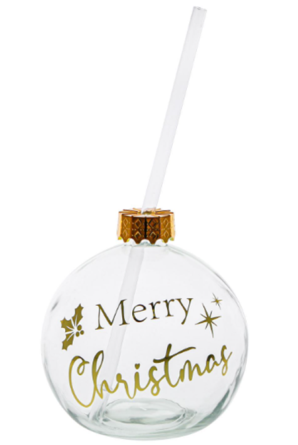 Glazen kertsbal Merry Christmas
