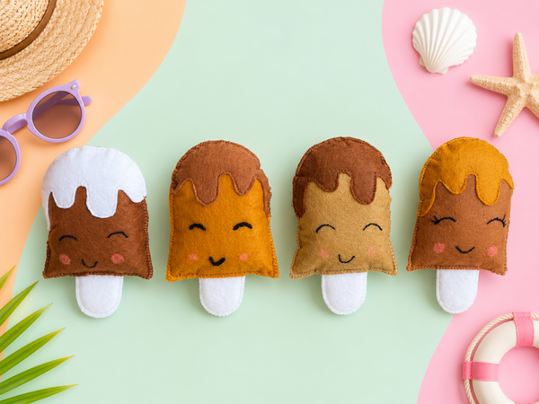 Lot de 4 glaces en feutrine – couleurs chocolat & caramel