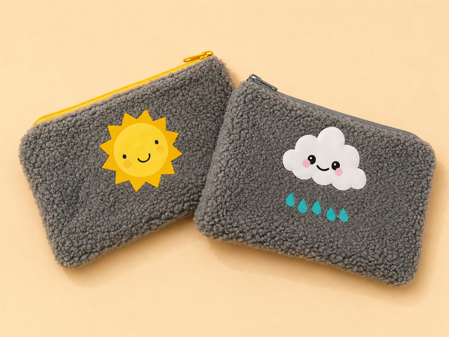 Lot de 2 pochettes "Soleil et nuage"