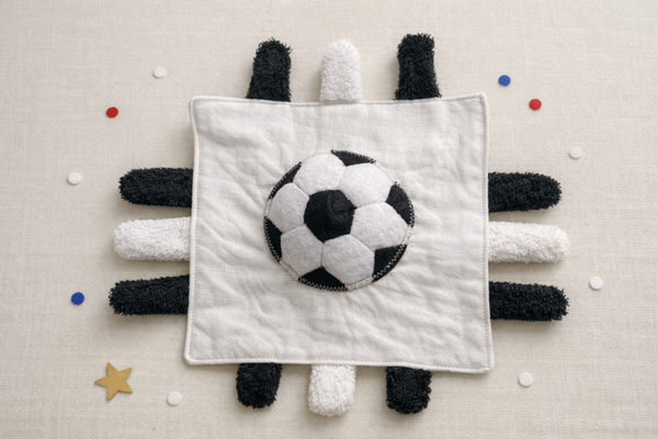 Doudou ballon de foot – Équipe de France / Coupe du Monde Ce doudou ballon d