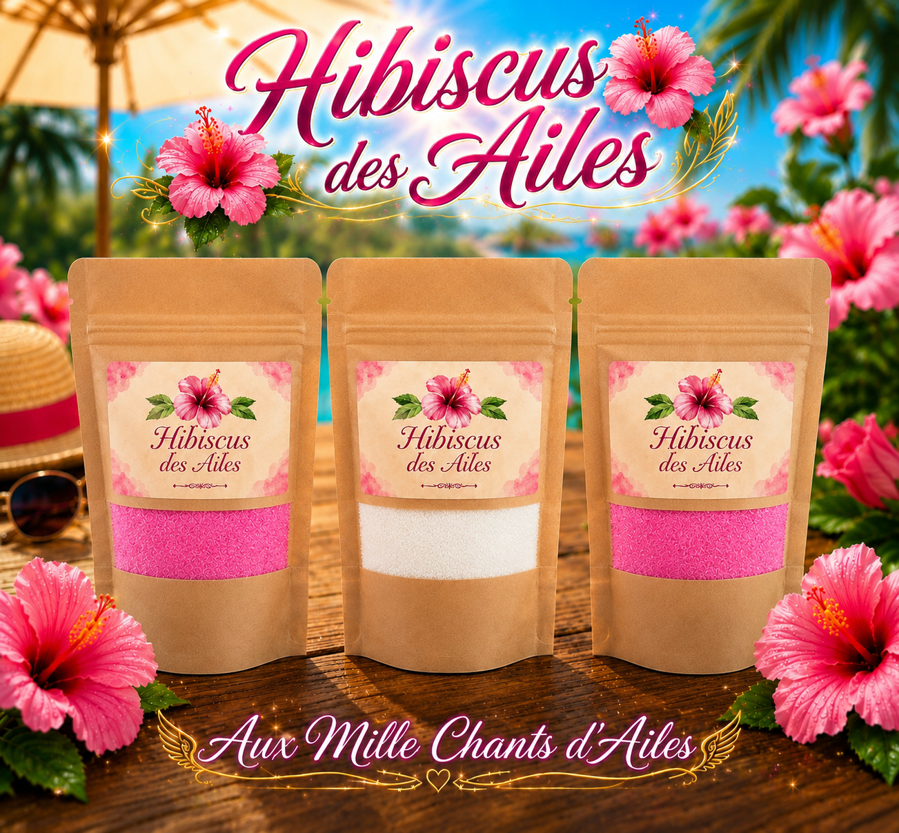 Sable de bougie "Hibiscus des Ailes" à la Fleur d''Hibiscus
