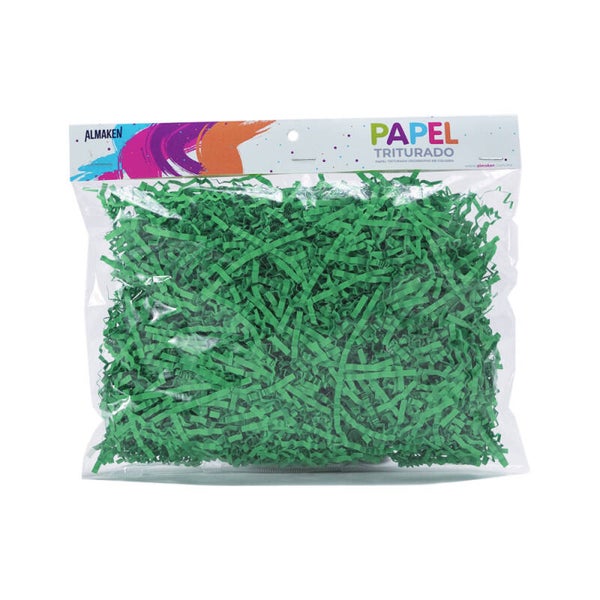 PAPEL TRITURADO, BOLSA DE 40 GRAMOS, VERDE BANDERA