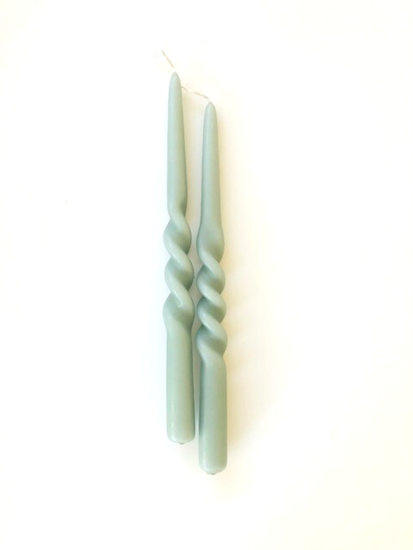 Twist candle - Dusty Green  (per 2)