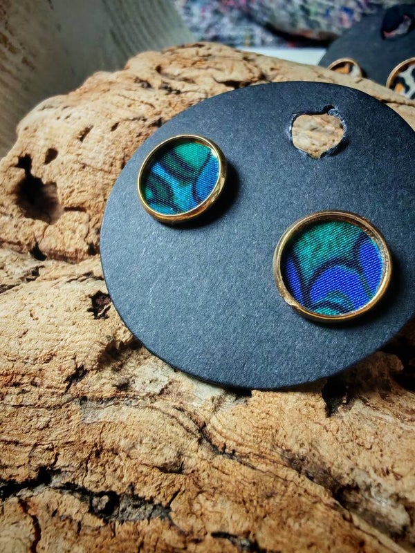 Boucles d'oreilles puces tissus vintages