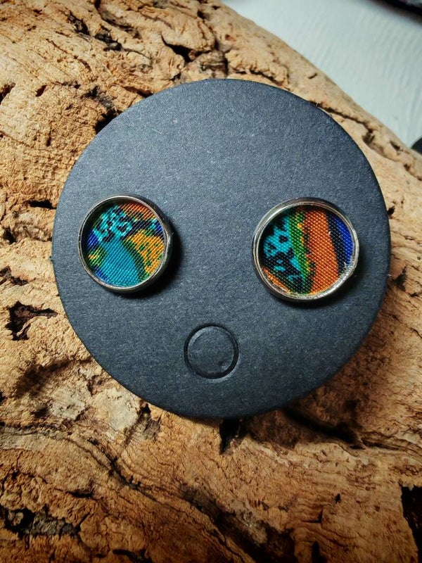 Boucles d'oreilles puces tissus vintages