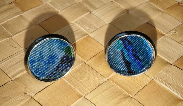 Boucles d'oreilles puces tissus vintages