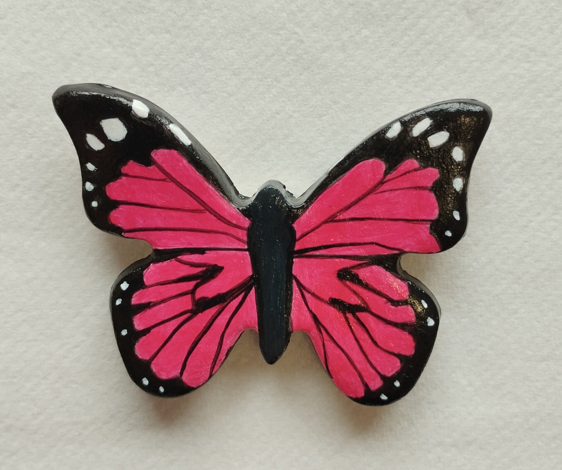 Magnet papillon rose et noir