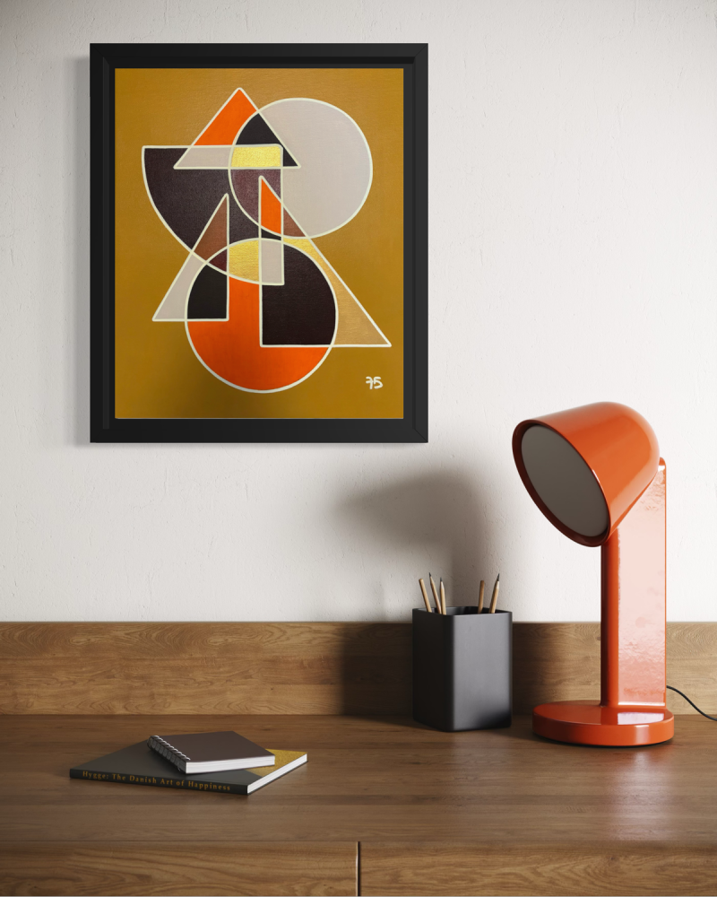 Ge75 Tableau abstrait moutarde