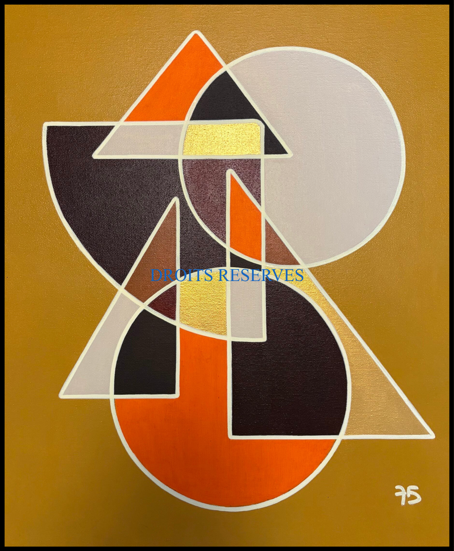 Ge75 Tableau abstrait moutarde