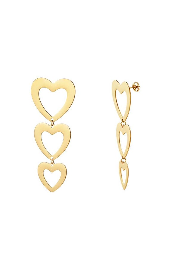 Triple heart earrings gold