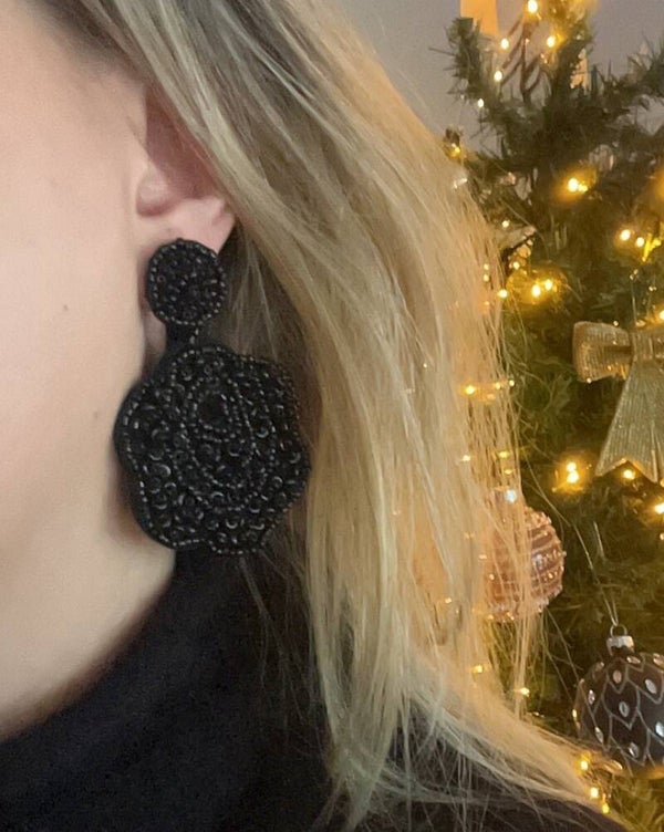 On fire earrings black
