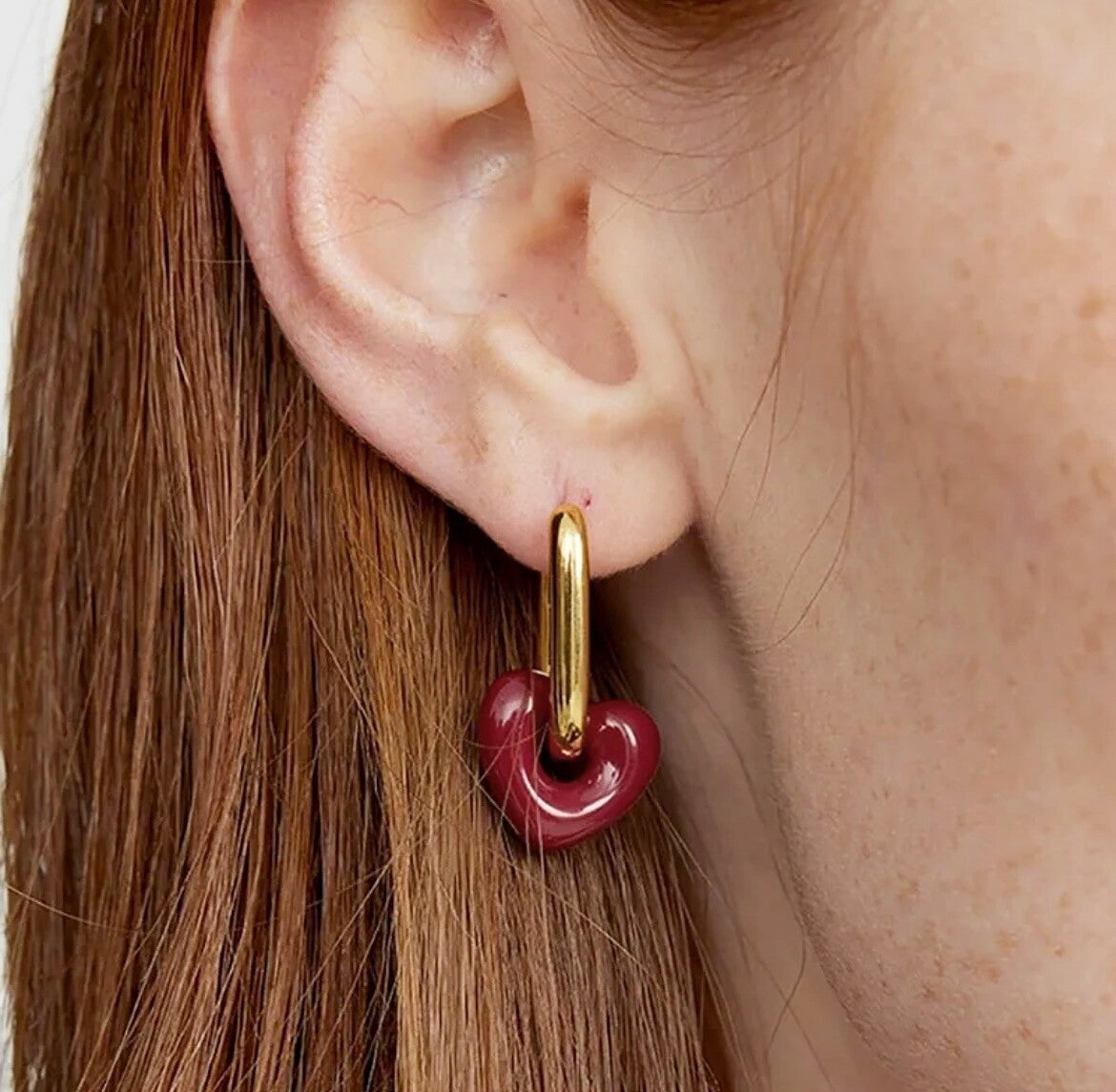 Ruby haert earrings