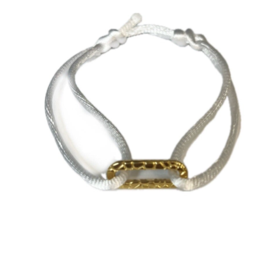 Satin oval bracelet white/gold