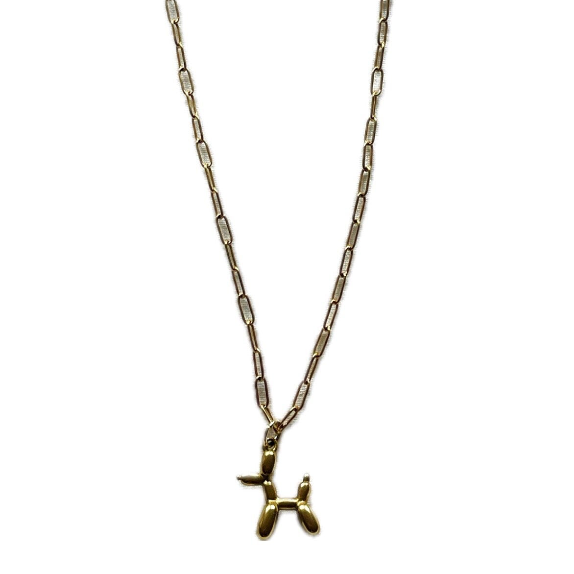 Balloon dog long necklace gold