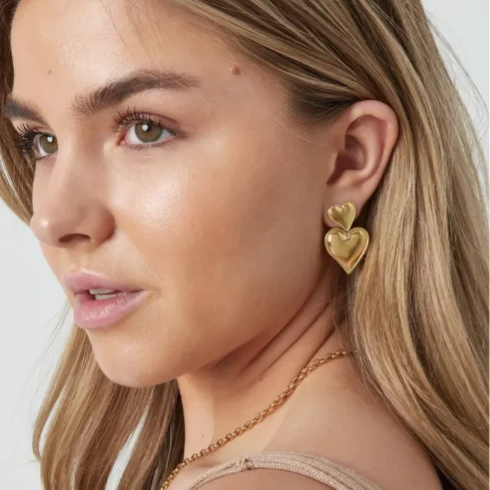 Golden love earrings