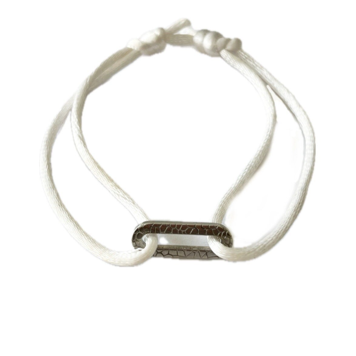 Satin oval bracelet white/silver