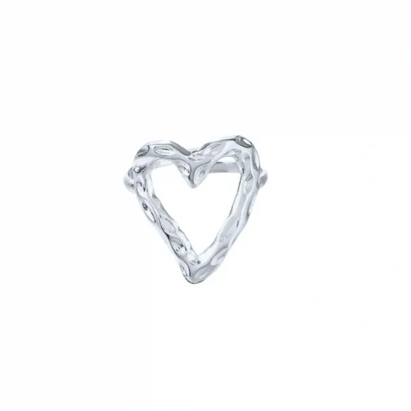 Open heart ring silver