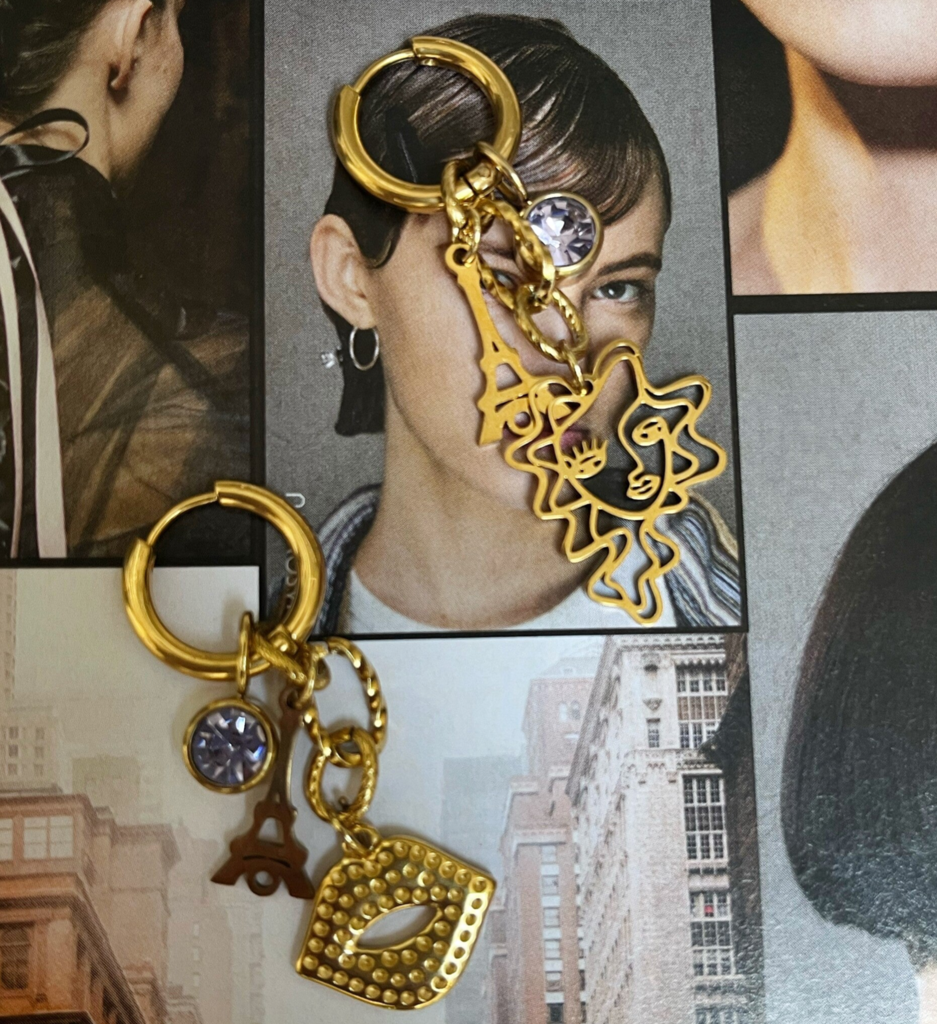 Purple days earrings gold