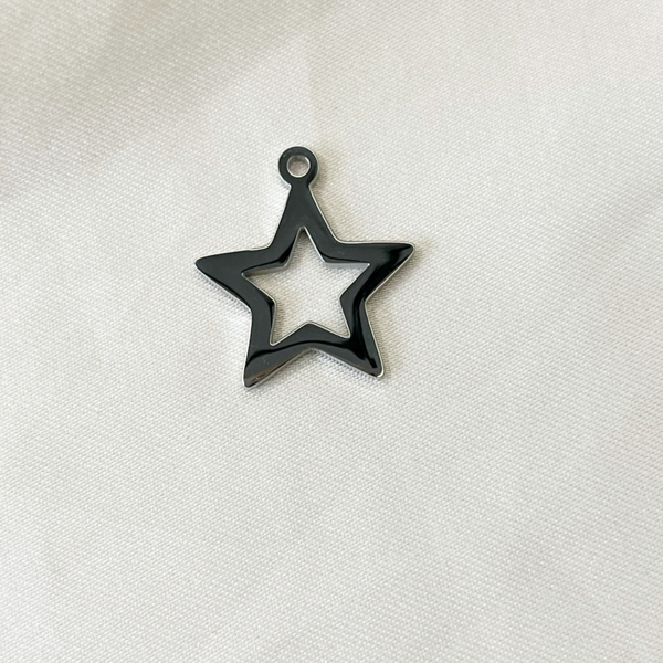 Open ster bedel groot zilver