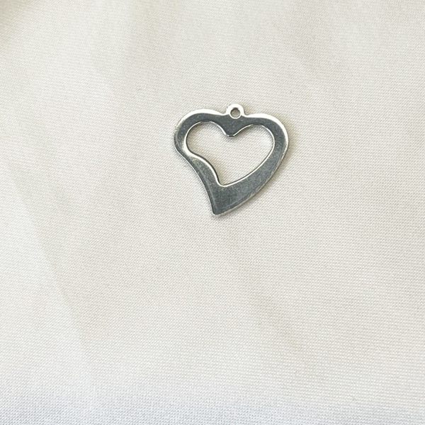 Open hart bedel zilver