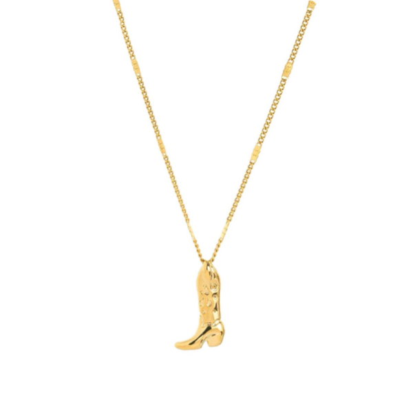 Cowboy boots necklace gold