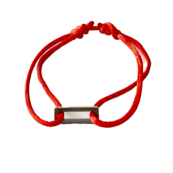 Satin square bracelet red/silver