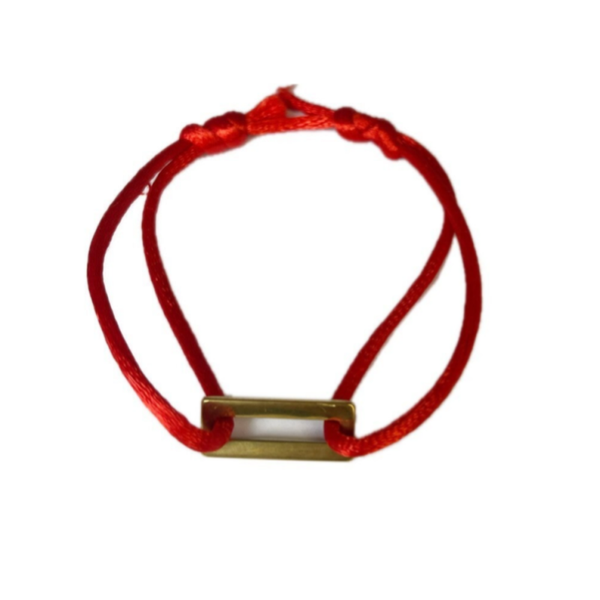 Satin square bracelet red/gold