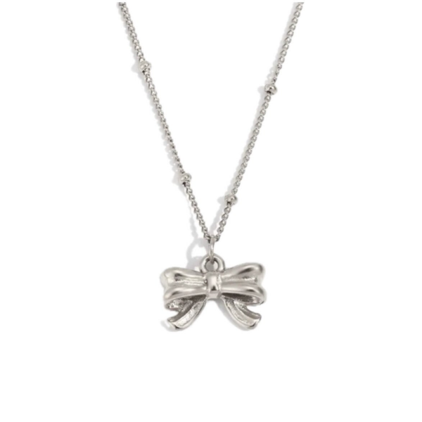 Bow necklace silver