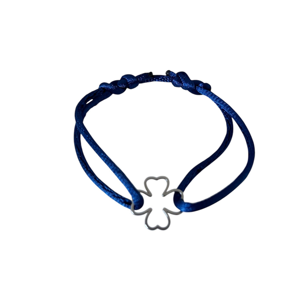 Satin flower bracelet navi/silver