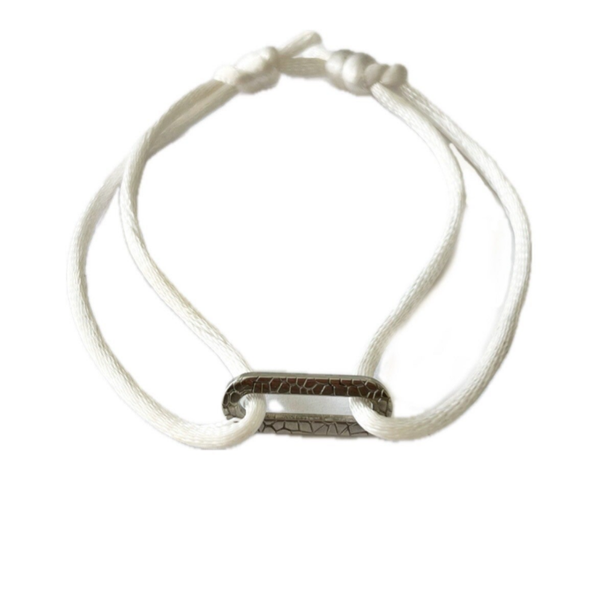 Satin oval bracelet white/silver