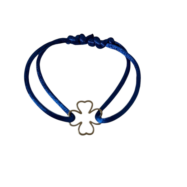 Satin flower bracelet navi/gold