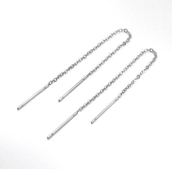 Tassel line earrings silver
